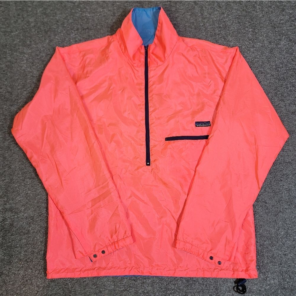VTG Patagonia Reversible Windbreaker Anorak Medium 90s Taiwan Blue Coral M